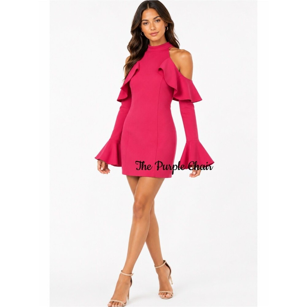 FREE PEOPLE NWT Sweet Talk Off-the-Shoulder Ruffle Detail Dress *Raspberry XS